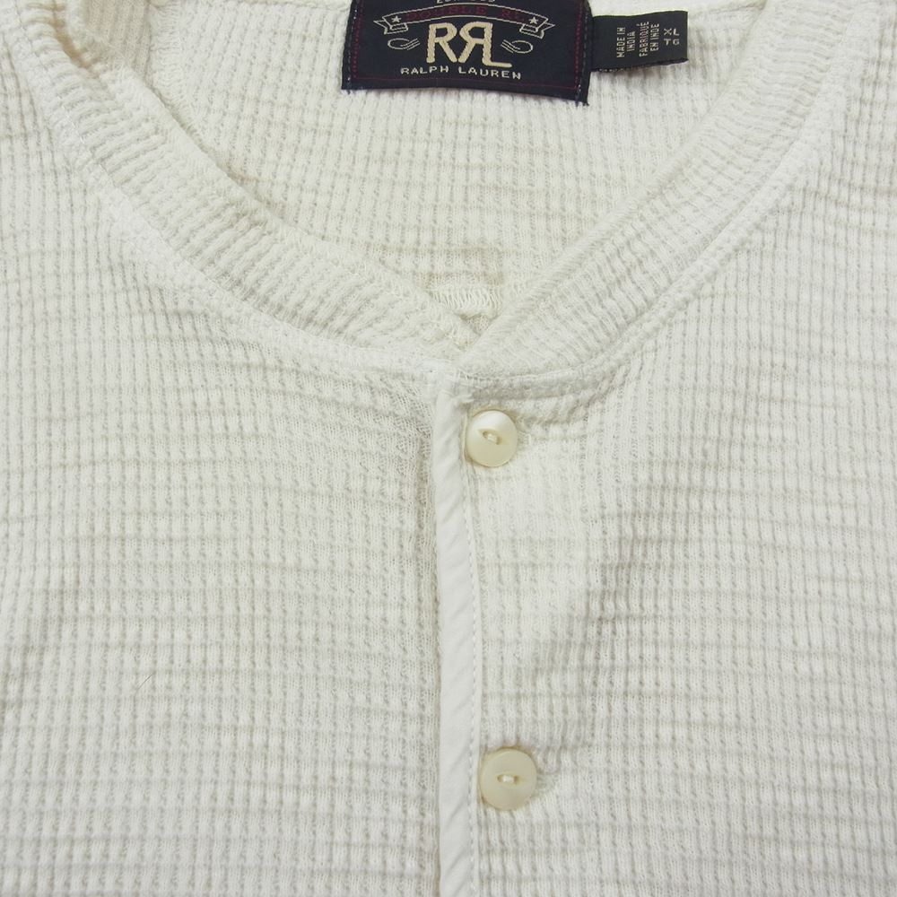 RALPH LAUREN ラルフローレン RRL ダブルアールエル ワッフル ヘンリーネック シャツ 半袖 ホワイト系 XL【中古】
