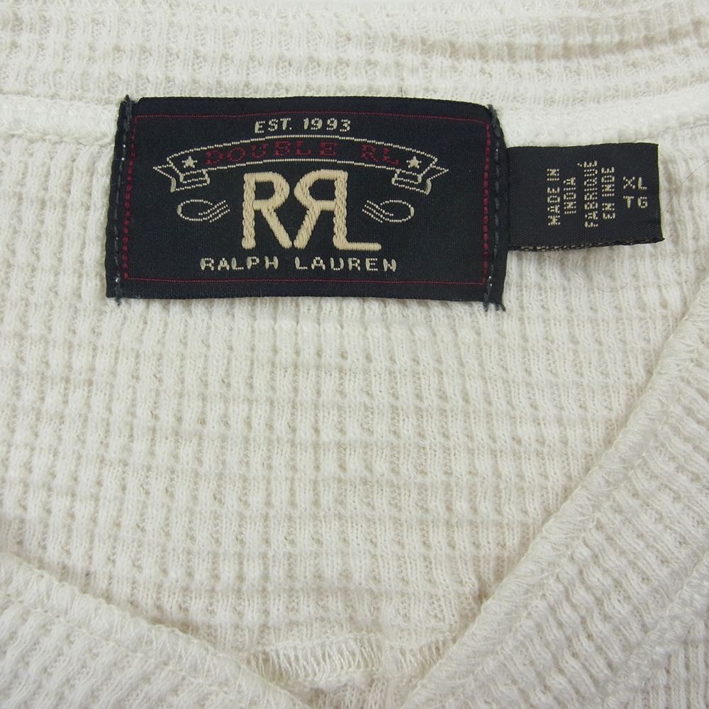 RALPH LAUREN ラルフローレン RRL ダブルアールエル ワッフル ヘンリーネック シャツ 半袖 ホワイト系 XL【中古】