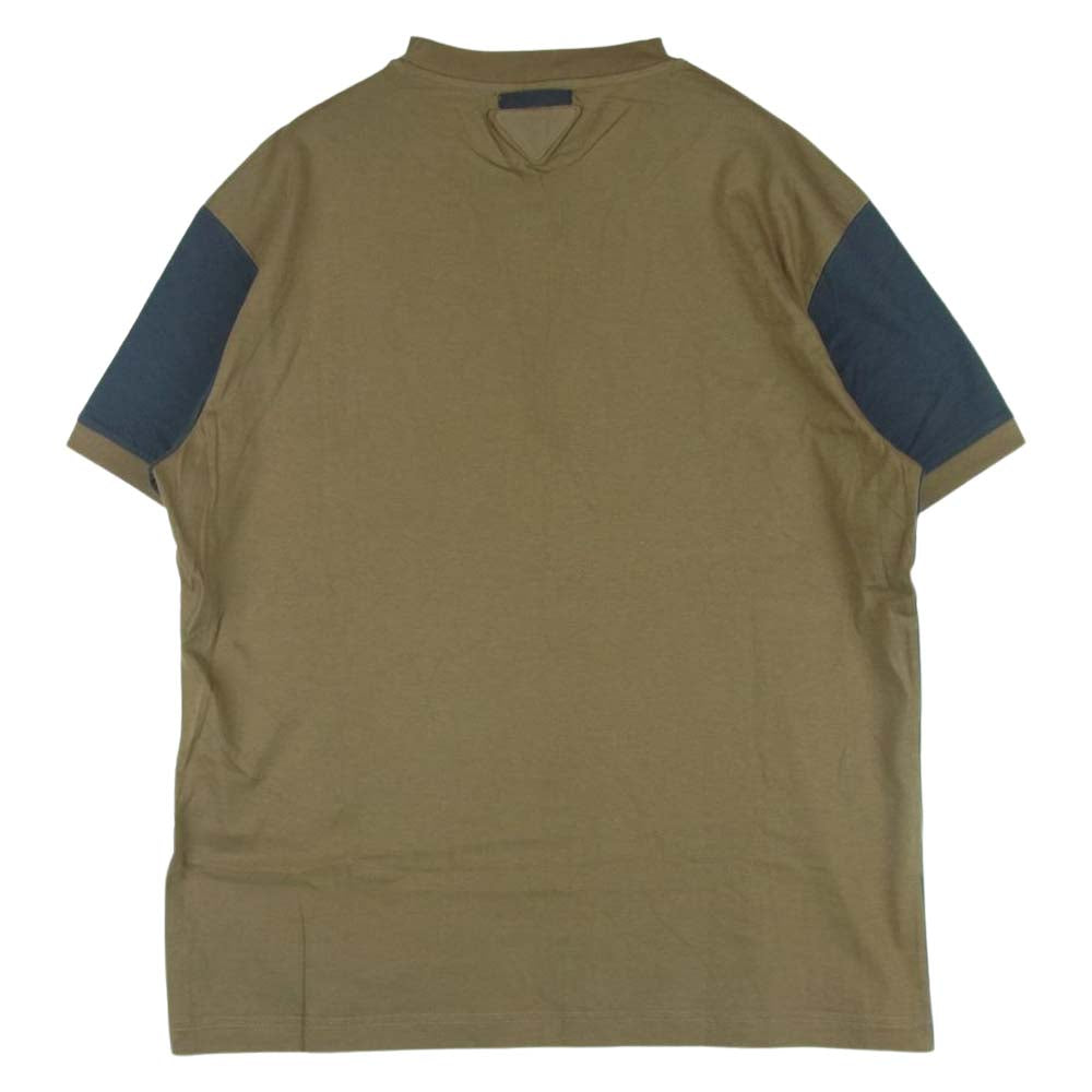 PRADA プラダ UJN071 バイカラー 前後切替 ポケット コットン 半袖 Tシャツ モーリシャス製 グレー系 ブラウン系 XL【中古】