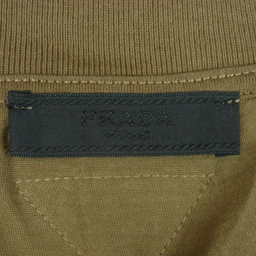 PRADA プラダ UJN071 バイカラー 前後切替 ポケット コットン 半袖 Tシャツ モーリシャス製 グレー系 ブラウン系 XL【中古】