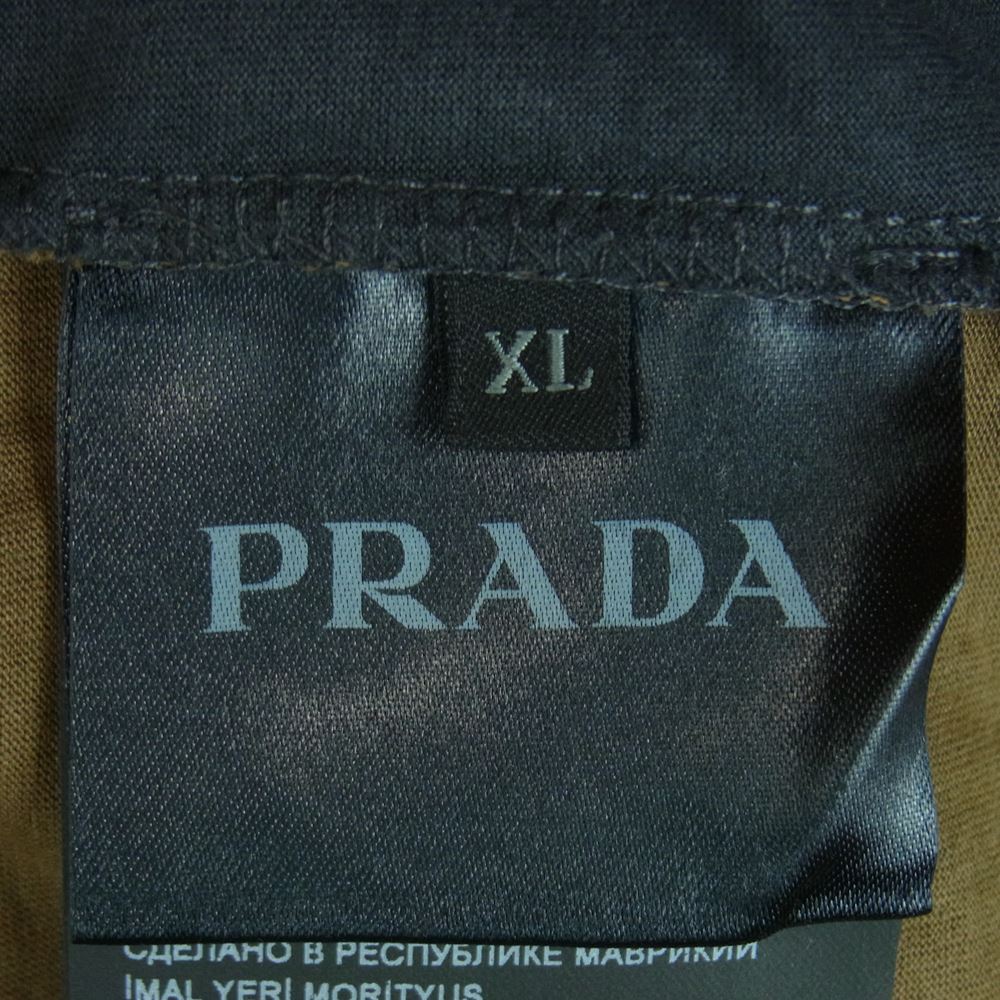 PRADA プラダ UJN071 バイカラー 前後切替 ポケット コットン 半袖 Tシャツ モーリシャス製 グレー系 ブラウン系 XL【中古】