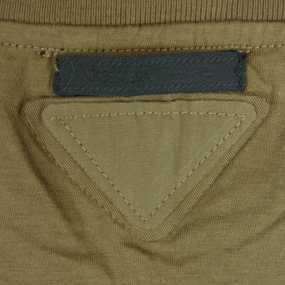 PRADA プラダ UJN071 バイカラー 前後切替 ポケット コットン 半袖 Tシャツ モーリシャス製 グレー系 ブラウン系 XL【中古】