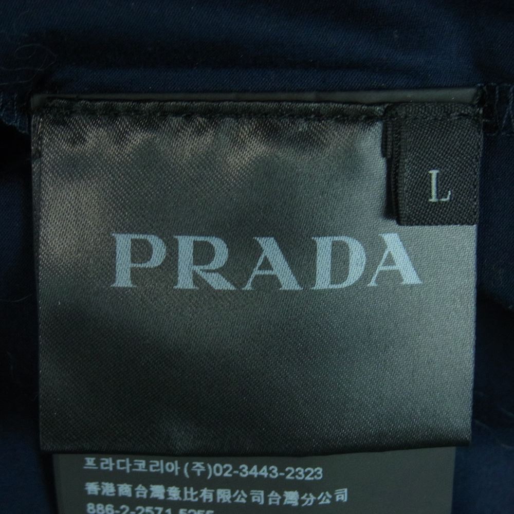 PRADA プラダ UJN447 カラー ブロック コットン 半袖 ポロ シャツ ルーマニア製 ダークネイビー系 エンジ系 L【中古】