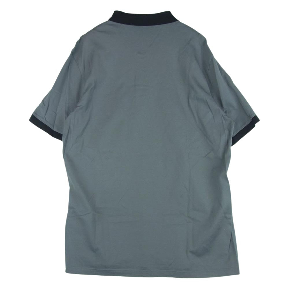 PRADA プラダ UJN444 ロゴ パッチ コットン バイカラー 半袖 ポロ シャツ グレー系 ブラック系 XXL【美品】【中古】