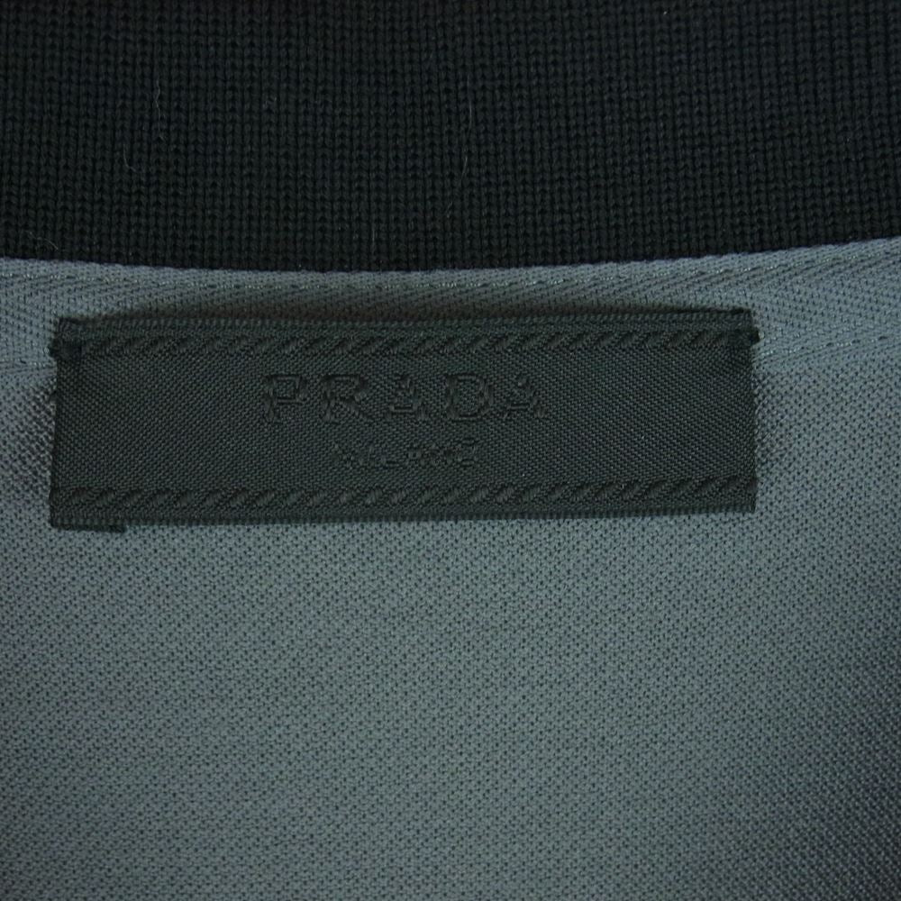 PRADA プラダ UJN444 ロゴ パッチ コットン バイカラー 半袖 ポロ シャツ グレー系 ブラック系 XXL【美品】【中古】