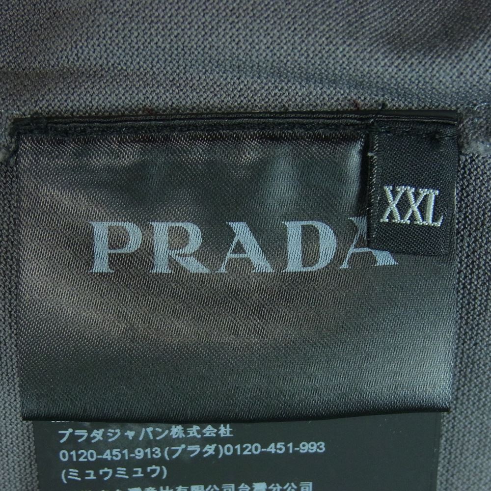 PRADA プラダ UJN444 ロゴ パッチ コットン バイカラー 半袖 ポロ シャツ グレー系 ブラック系 XXL【美品】【中古】