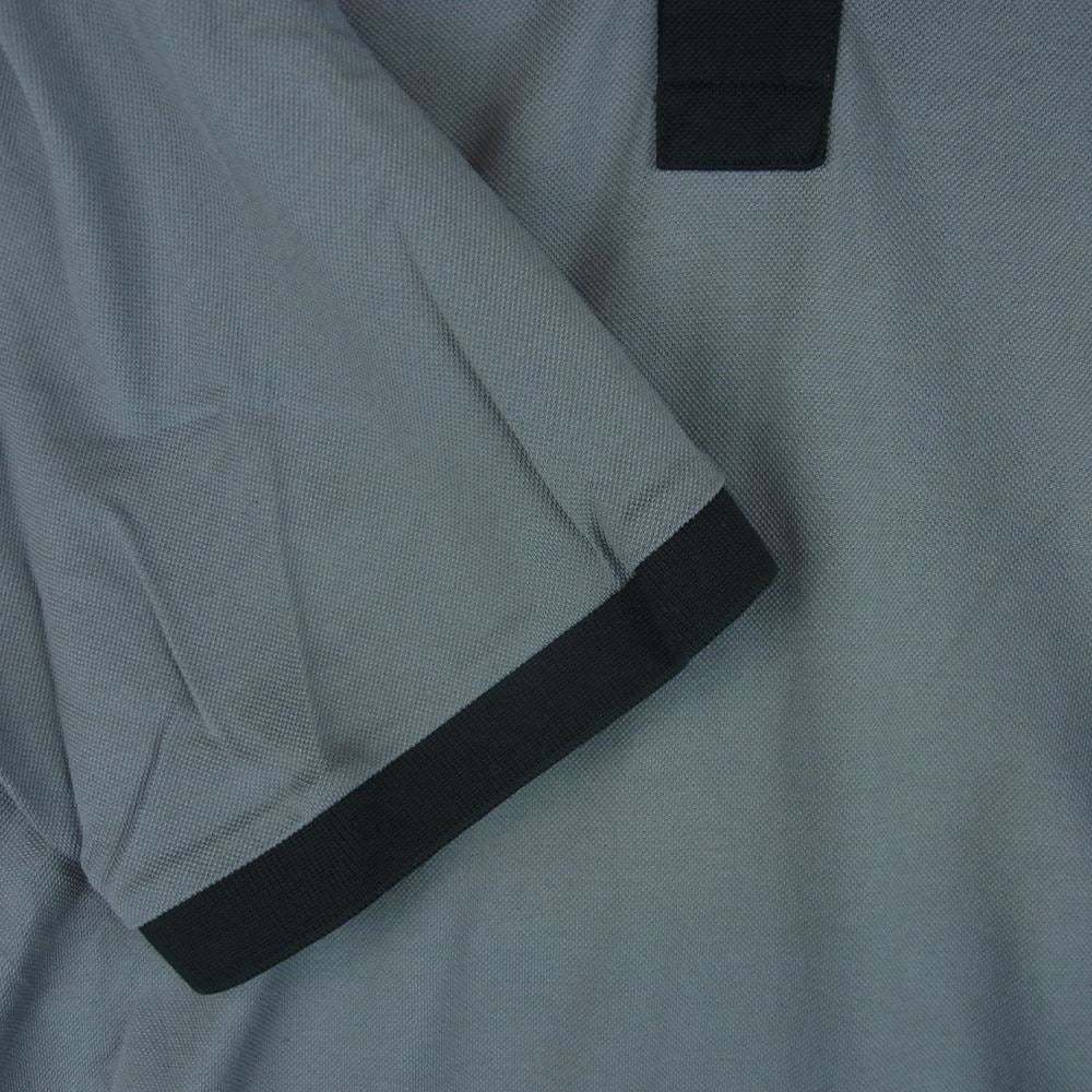 PRADA プラダ UJN444 ロゴ パッチ コットン バイカラー 半袖 ポロ シャツ グレー系 ブラック系 XXL【美品】【中古】