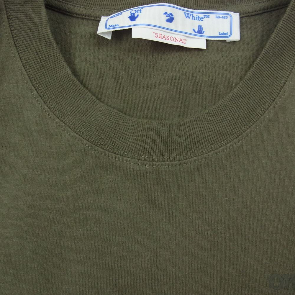 OFF-WHITE オフホワイト OMAA038S22JER002 国内正規品  VIRGIL ABLOH DIAG TAB OVER S/S TEE Tシャツ 半袖 カーキ系 S【中古】