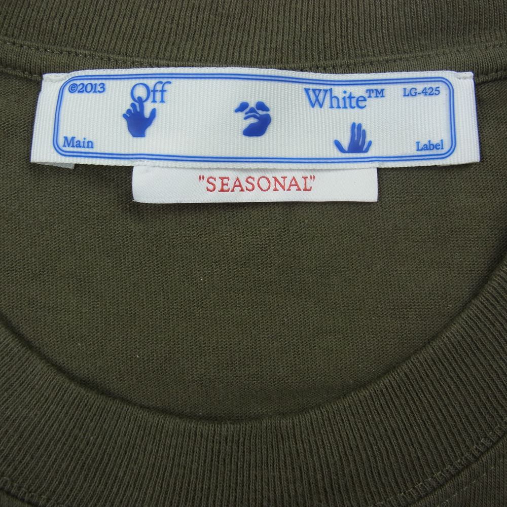 OFF-WHITE オフホワイト OMAA038S22JER002 国内正規品  VIRGIL ABLOH DIAG TAB OVER S/S TEE Tシャツ 半袖 カーキ系 S【中古】