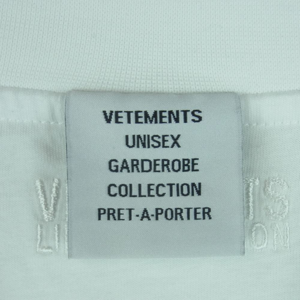 VETEMENTS ヴェトモン UA53TR360W アウトステッチ 刺繍 ロゴ Tシャツ 半袖 ポルトガル製 ホワイト系 S【美品】【中古】