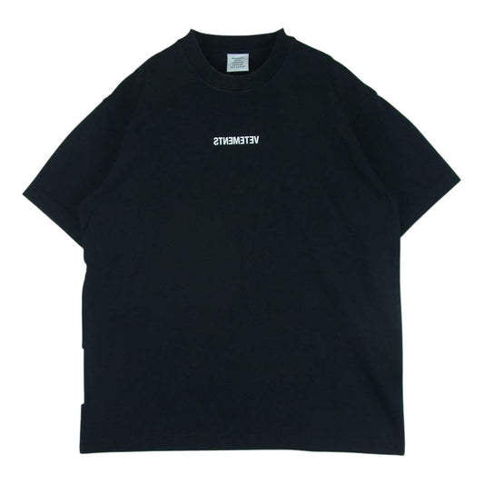 VETEMENTS ヴェトモン 19AW AH2020TRXX BIG TAG ビッグ タグ フロント ロゴ 半袖 Tシャツ ポルトガル製 ブラック系 M【中古】