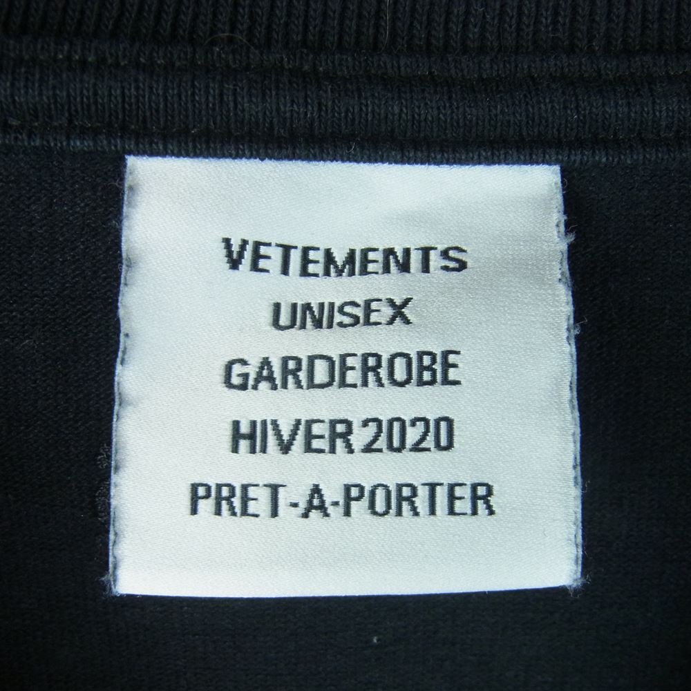 VETEMENTS ヴェトモン 19AW AH2020TRXX BIG TAG ビッグ タグ フロント ロゴ 半袖 Tシャツ ポルトガル製 ブラック系 M【中古】