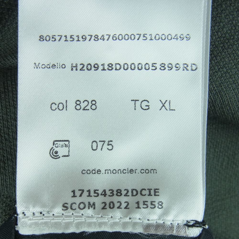 MONCLER モンクレール ロゴ ワッペン コットン ロングスリーブ 長袖 Tシャツ チュニジア製 グレイッシュグリーン系 XL【中古】