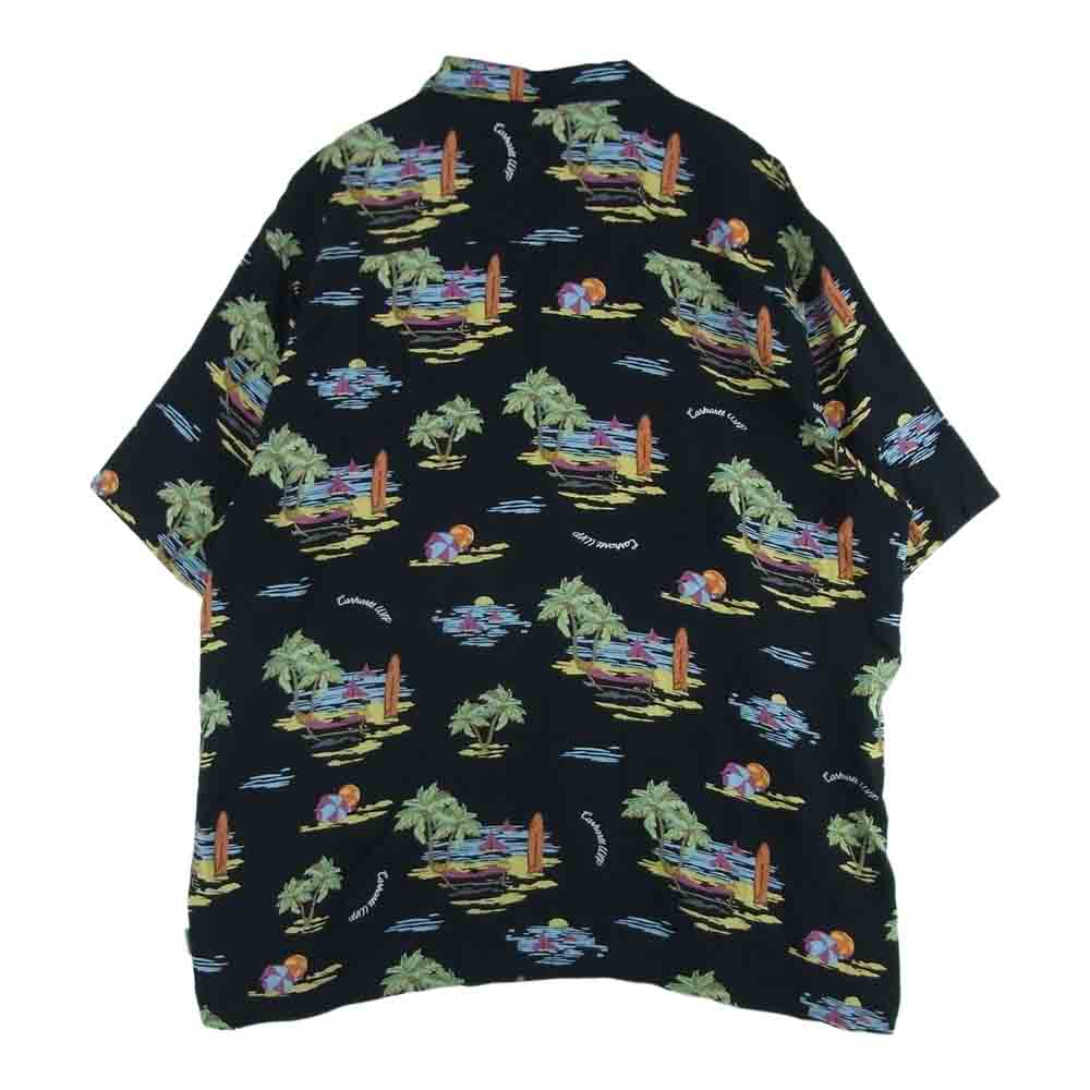 Carhartt カーハート BEACH SHIRT レーヨン アロハ 半袖 シャツ カンボジア製 ブラック系 L【中古】