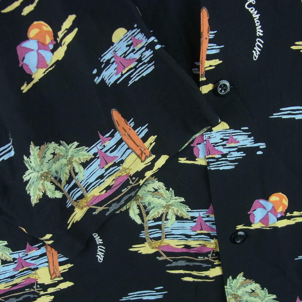 Carhartt カーハート BEACH SHIRT レーヨン アロハ 半袖 シャツ カンボジア製 ブラック系 L【中古】