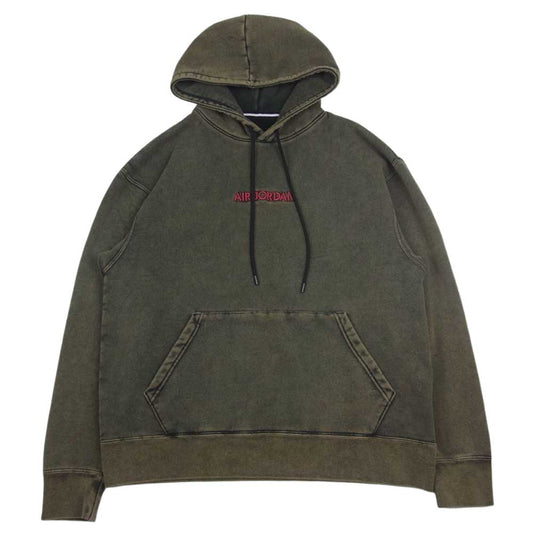 NIKE AIR JORDAN ナイキ ジョーダン DD5262-010 JORDAN BRAND AS M J AJ5 GFX FLC PO ジョーダン ブランド AJ5 グラフィック フリース プルオーバー L/S スウェット パーカー カーキ系 XL【美品】【中古】