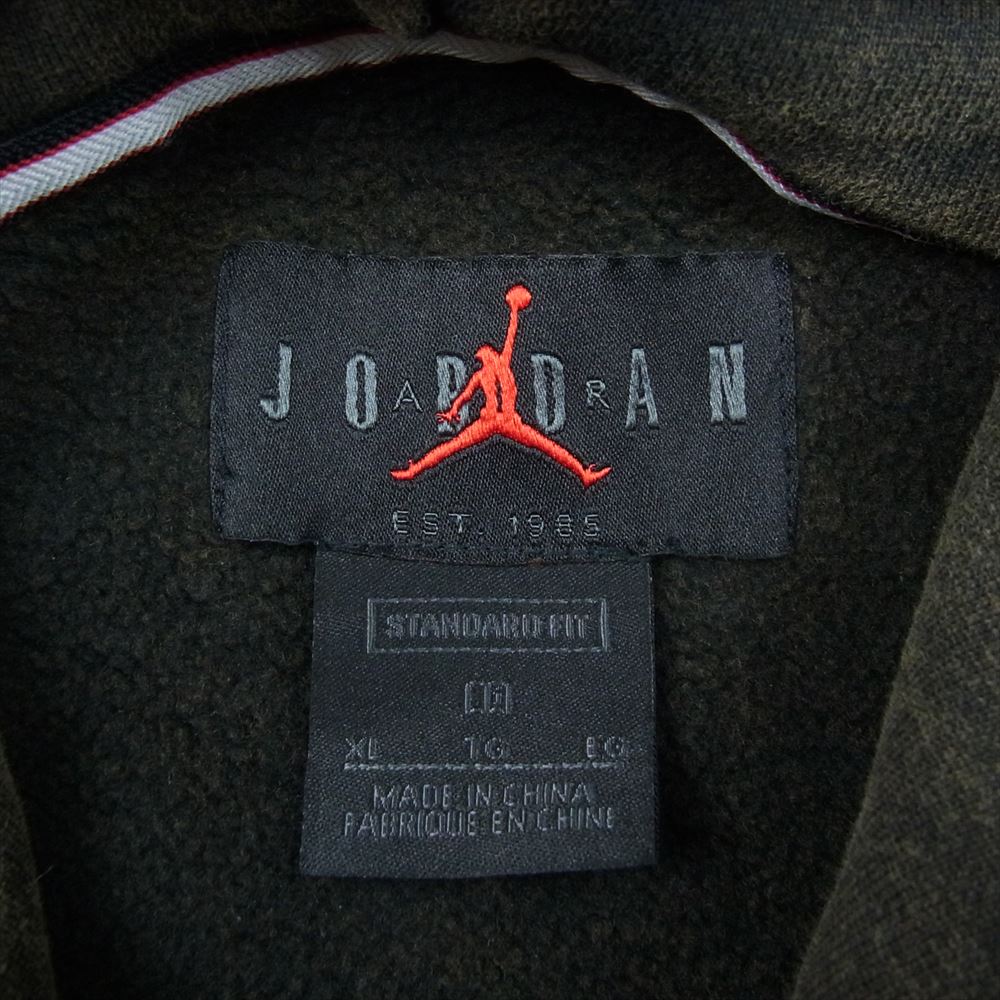 NIKE AIR JORDAN ナイキ ジョーダン DD5262-010 JORDAN BRAND AS M J AJ5 GFX FLC PO ジョーダン ブランド AJ5 グラフィック フリース プルオーバー L/S スウェット パーカー カーキ系 XL【美品】【中古】