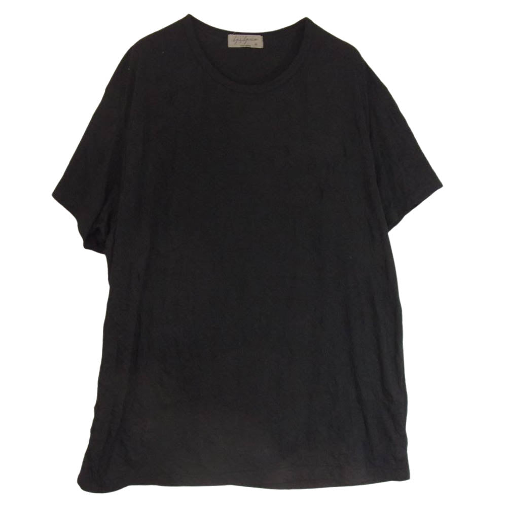 Yohji Yamamoto POUR HOMME ヨウジヤマモトプールオム 20SS NH-T87-889 レーヨン混天竺 シワ加工 半袖 カットソー Tシャツ ブラック系 3【中古】