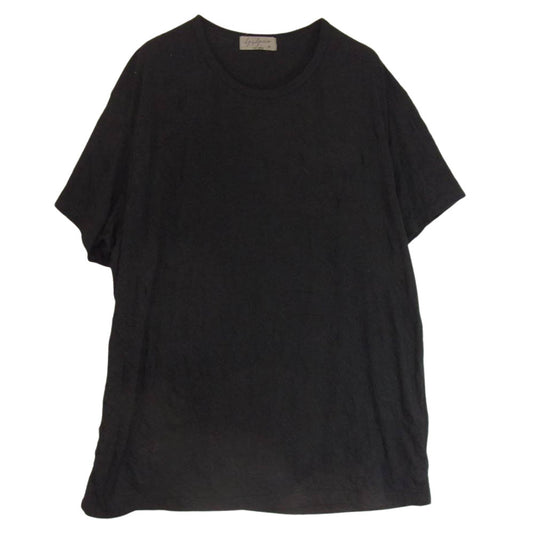 Yohji Yamamoto POUR HOMME ヨウジヤマモトプールオム 20SS NH-T87-889 レーヨン混天竺 シワ加工 半袖 カットソー Tシャツ ブラック系 3【中古】