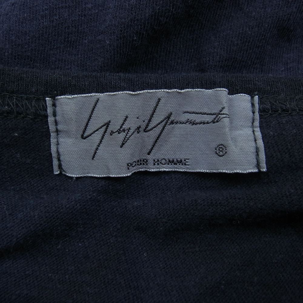 Yohji Yamamoto POUR HOMME ヨウジヤマモトプールオム 20SS HN-T06-076 籠染め メッセージ顔料プリント 丸首半袖 カットソー Tシャツ ネイビー系 3【中古】
