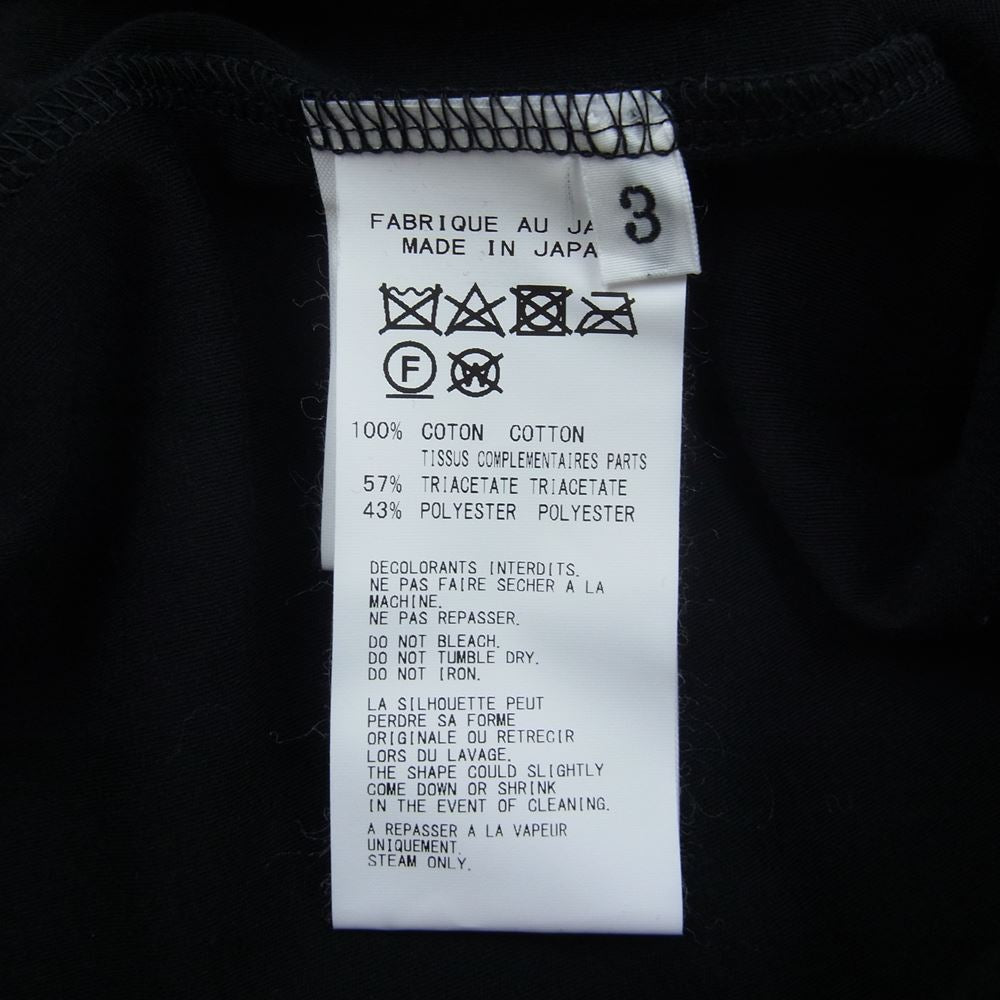 Yohji Yamamoto POUR HOMME ヨウジヤマモトプールオム 20SS HN-T11-077 ディオラマ スムース チャイナ ボタン ラウンド ネック 半袖  TEE Tシャツ ブラック系 3【中古】
