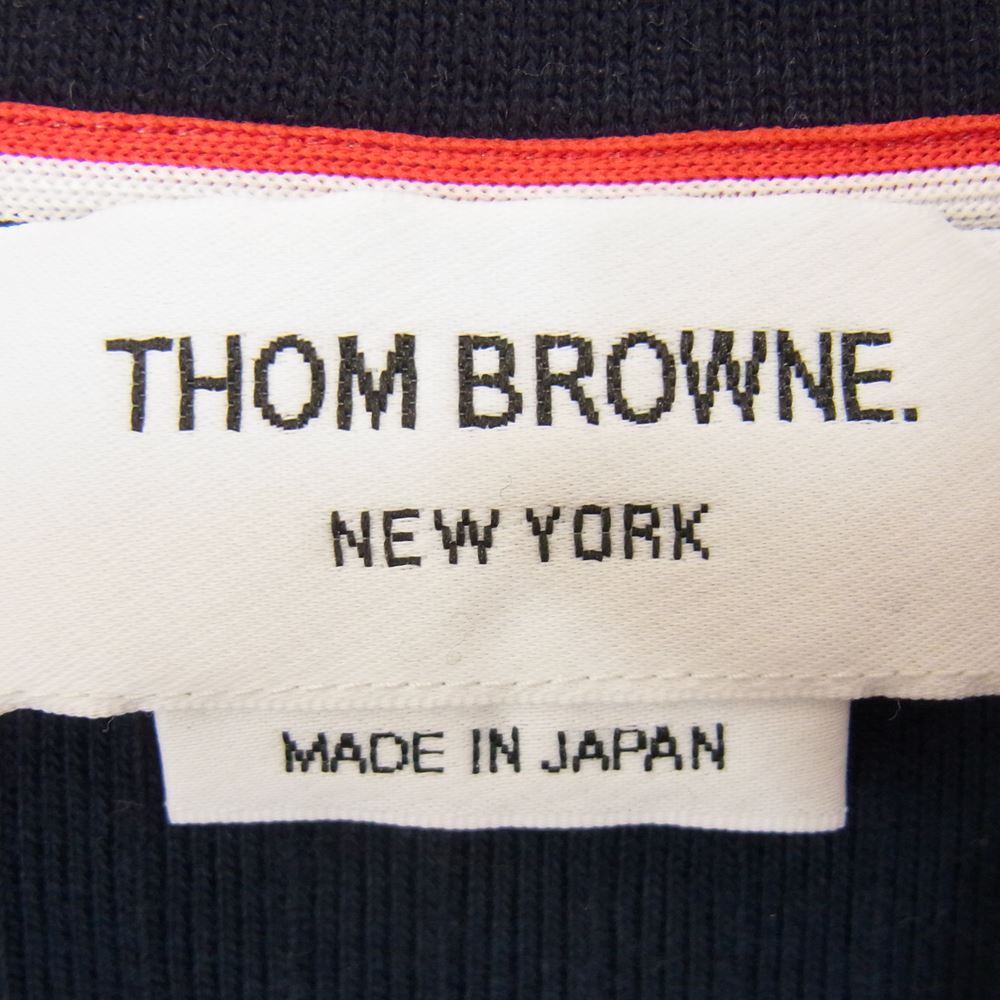 トム ブラウン 23SS  MJP116A 07063 415 国内正規品 ネイビー コットン リブ ショート スリーブ ポロ 半袖 シャツ ネイビー系 4【中古】