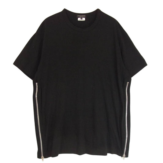 COMME des GARCONS HOMME PLUS コムデギャルソンオムプリュス 21SS PG-T019 サイドジップ 半袖 カットソー Tシャツ ブラック系 XL【中古】