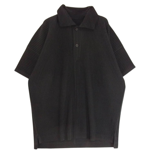HOMME PLISSE ISSEY MIYAKE オム プリッセ イッセイミヤケ 20ss HP01JM126 プリーツ加工 半袖 プルオーバー ポロ シャツ ブラック系 3【中古】