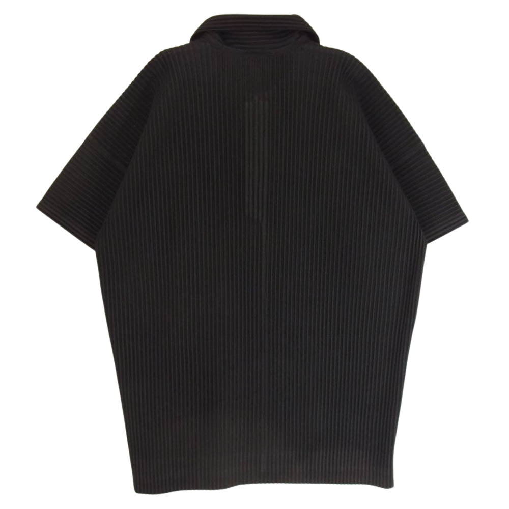 HOMME PLISSE ISSEY MIYAKE オム プリッセ イッセイミヤケ 20ss HP01JM126 プリーツ加工 半袖 プルオーバー ポロ シャツ ブラック系 3【中古】
