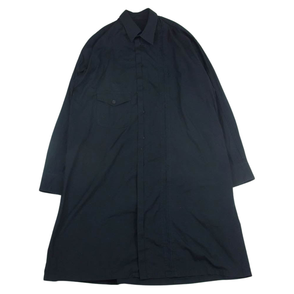 Yohji Yamamoto POUR HOMME ヨウジヤマモトプールオム 16SS HO-B27-037 裁ち切り タックデザイン ロング シャツ ブラック系【中古】