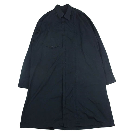 Yohji Yamamoto POUR HOMME ヨウジヤマモトプールオム 16SS HO-B27-037 裁ち切り タックデザイン ロング シャツ ブラック系【中古】