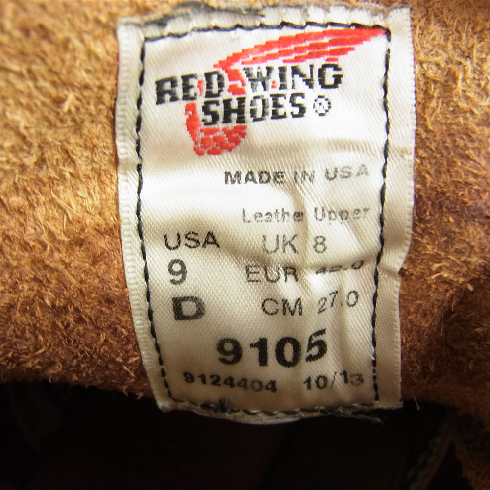 RED WING レッドウィング 9105 PLAIN TOE プレーントゥ ワーク ブーツ ワインレッド系 ベージュ系 27.0【中古】