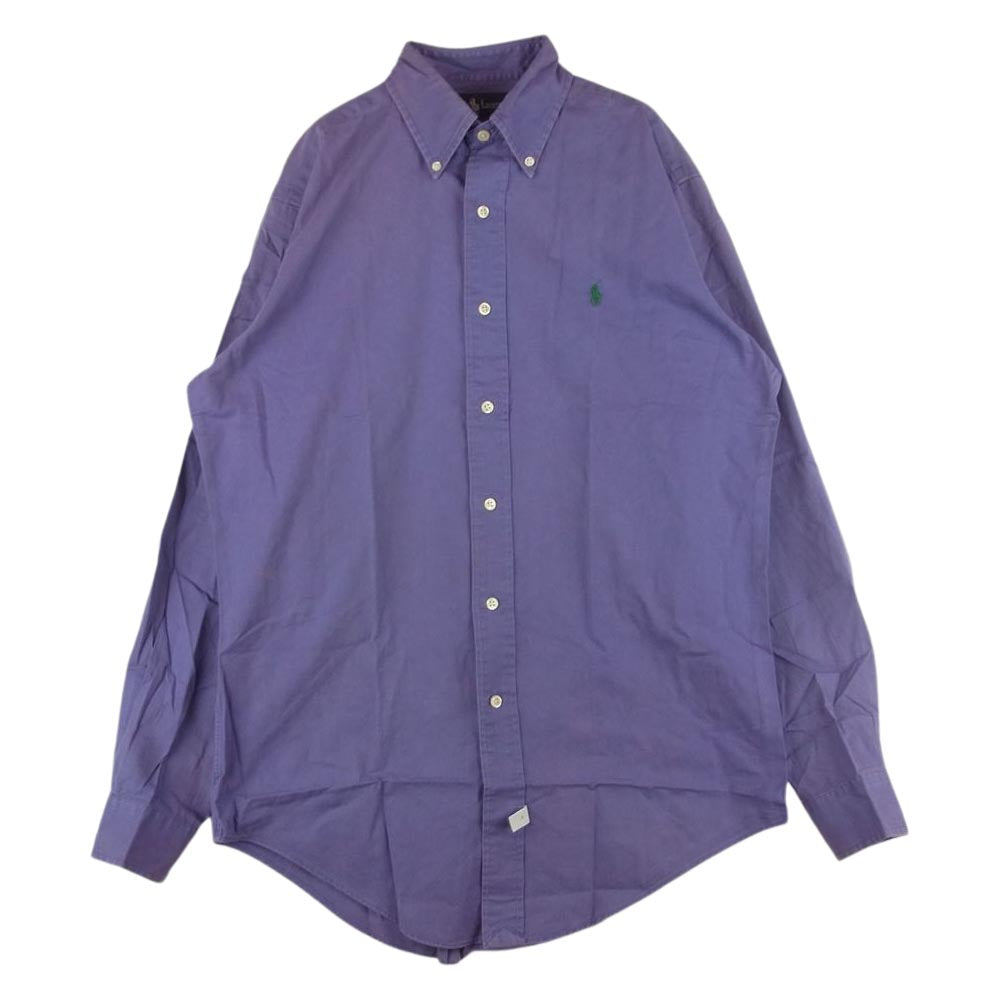 POLO RALPH LAUREN ポロ・ラルフローレン 90s コットン 長袖 ボタンダウン シャツ パープル系 S【中古】
