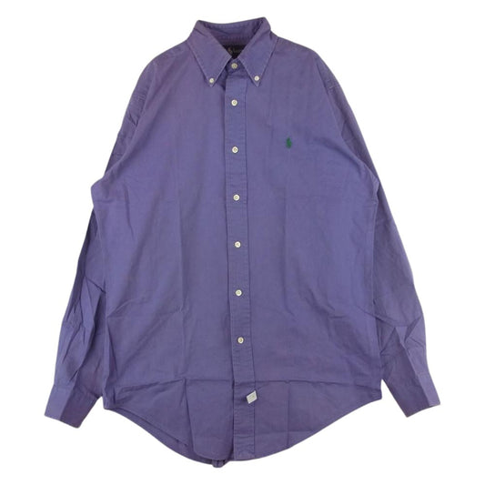 POLO RALPH LAUREN ポロ・ラルフローレン 90s コットン 長袖 ボタンダウン シャツ パープル系 S【中古】