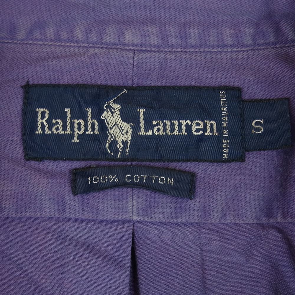 POLO RALPH LAUREN ポロ・ラルフローレン 90s コットン 長袖 ボタンダウン シャツ パープル系 S【中古】