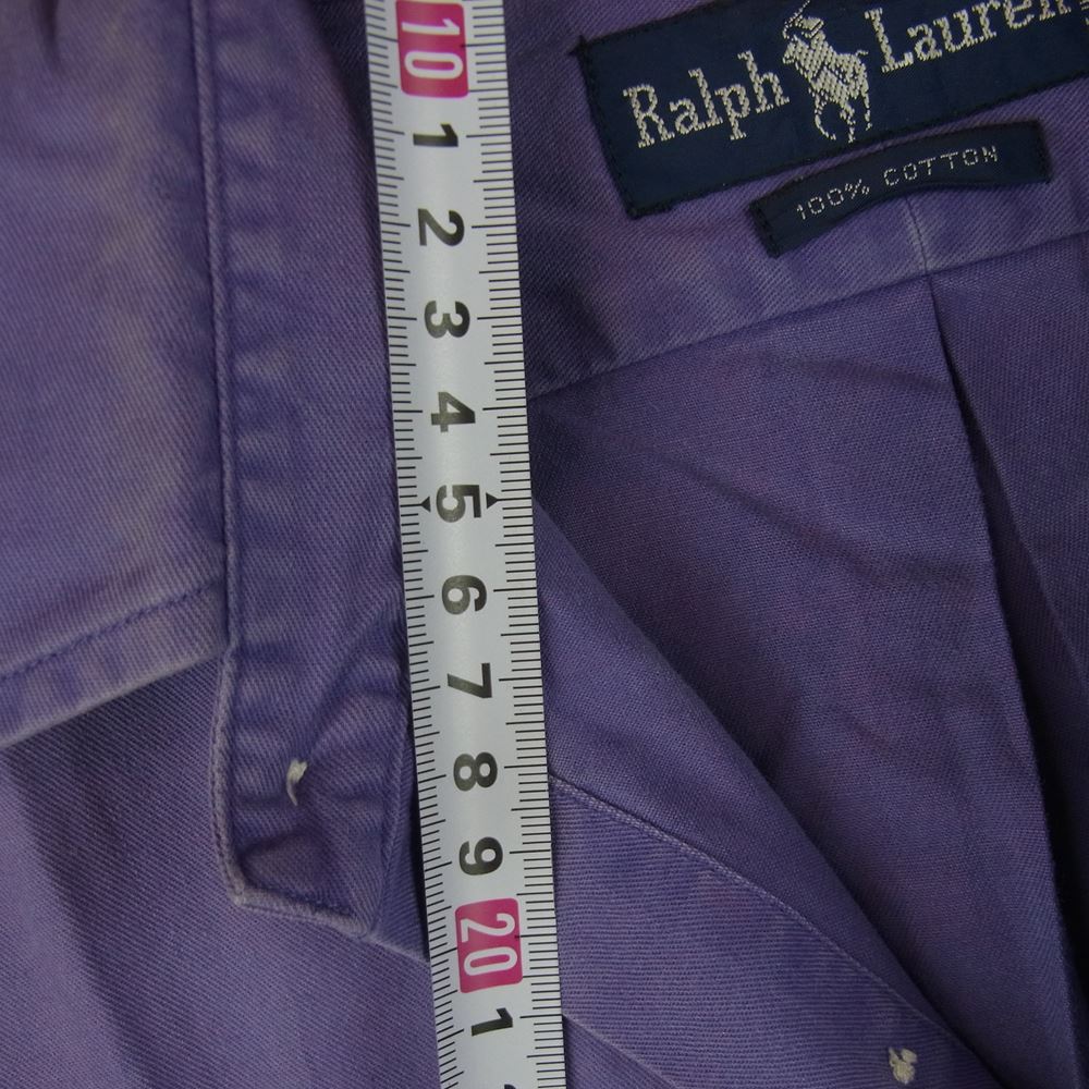 POLO RALPH LAUREN ポロ・ラルフローレン 90s コットン 長袖 ボタンダウン シャツ パープル系 S【中古】
