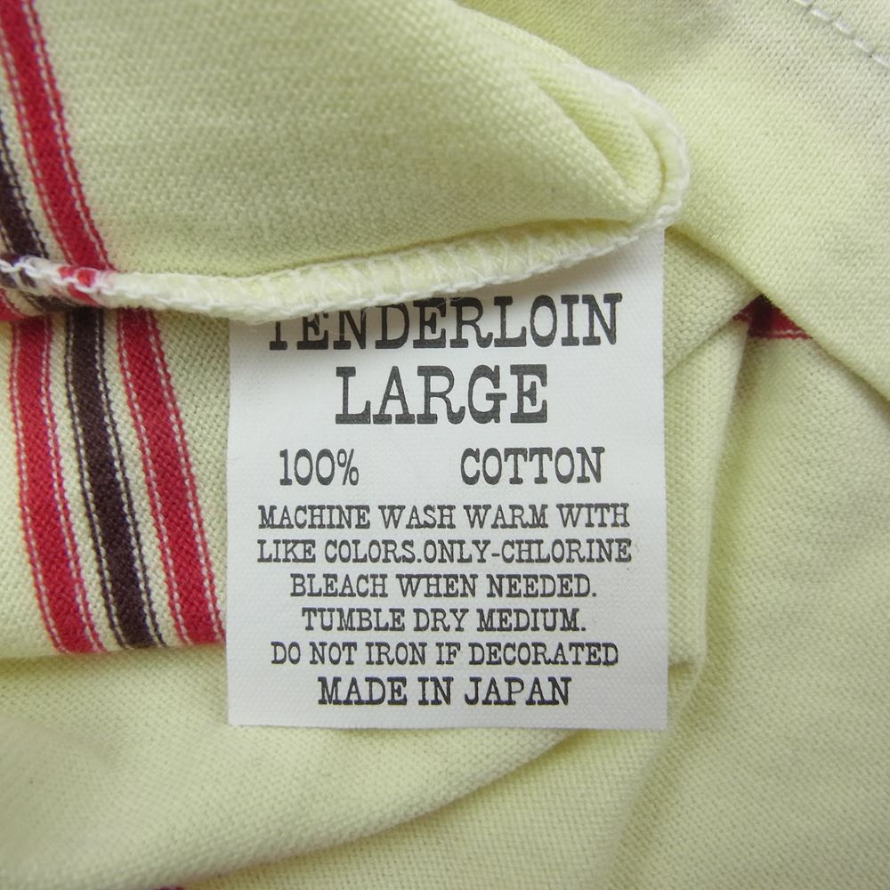 TENDERLOIN テンダーロイン ワッペン付 7分丈 ボーダー フットボール シャツ  イエロー系 L【中古】