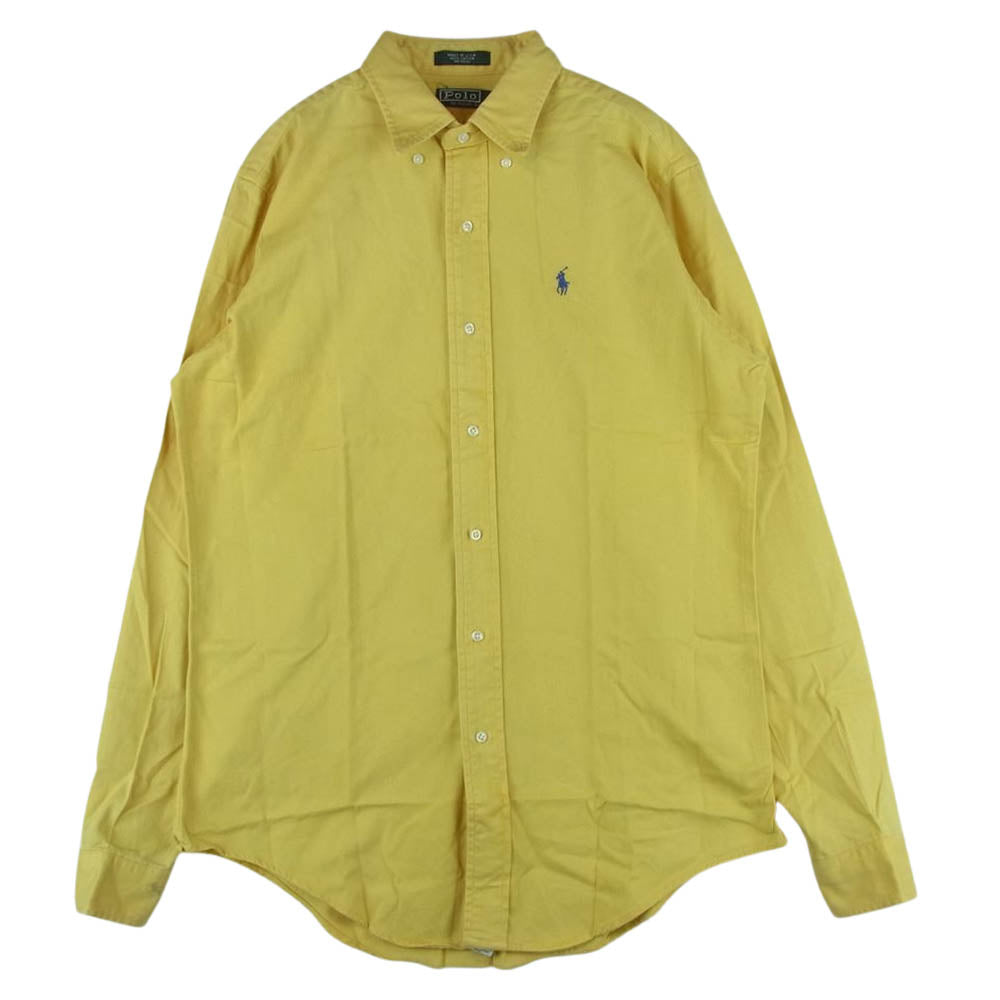 POLO RALPH LAUREN ポロ・ラルフローレン 90s コットン 長袖 ボタンダウン シャツ イエロー系 XL【中古】