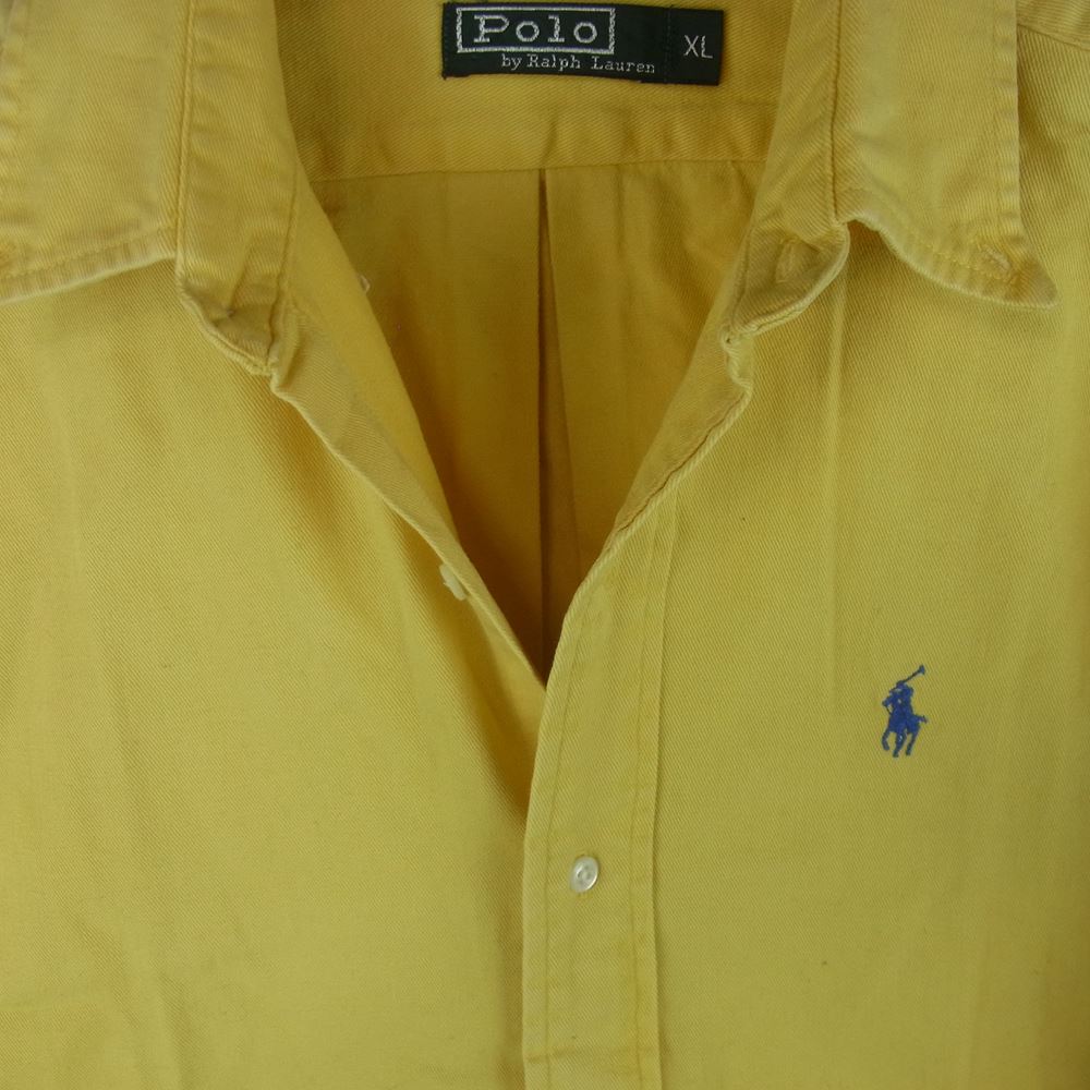 POLO RALPH LAUREN ポロ・ラルフローレン 90s コットン 長袖 ボタンダウン シャツ イエロー系 XL【中古】