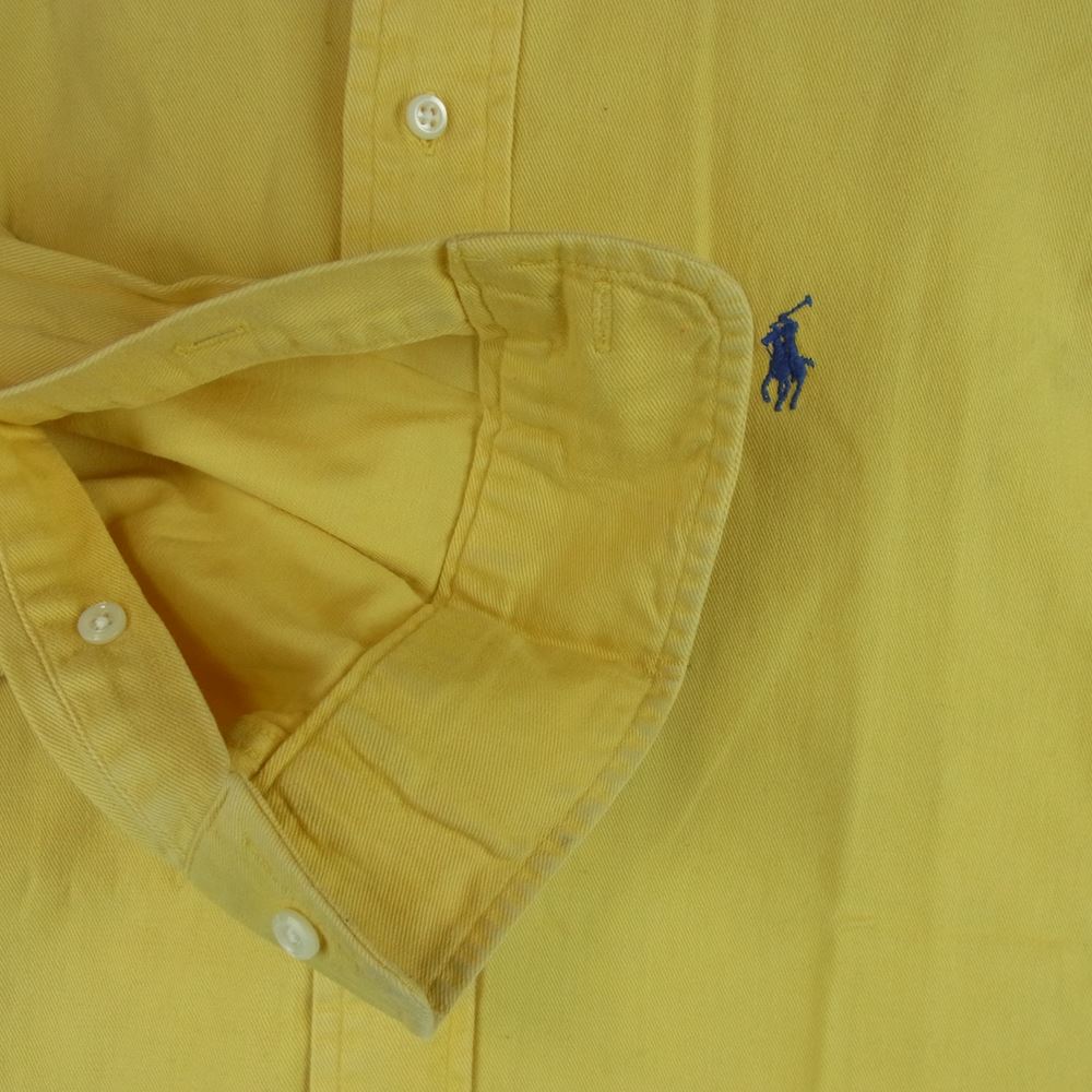 POLO RALPH LAUREN ポロ・ラルフローレン 90s コットン 長袖 ボタンダウン シャツ イエロー系 XL【中古】