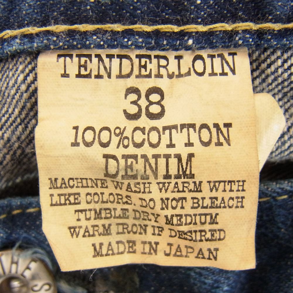 TENDERLOIN テンダーロイン T-RIDERS F シンチバック ボタンフライ デニム パンツ インディゴブルー系 38【中古】
