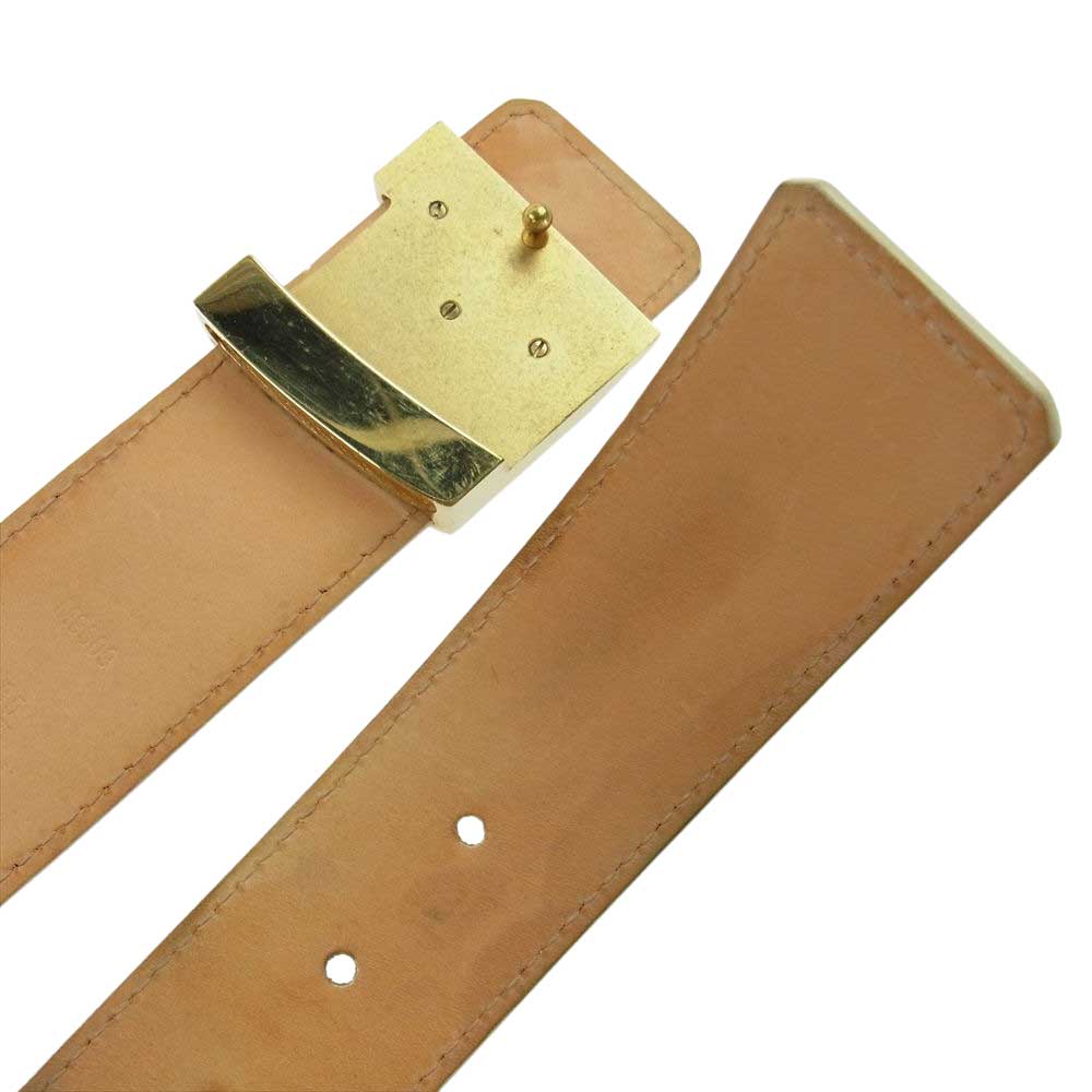 LOUIS VUITTON ルイ・ヴィトン M9609 ダミエ アズール サンチュール LV イニシャル レザー ベルト オフホワイト系 グレー系【中古】