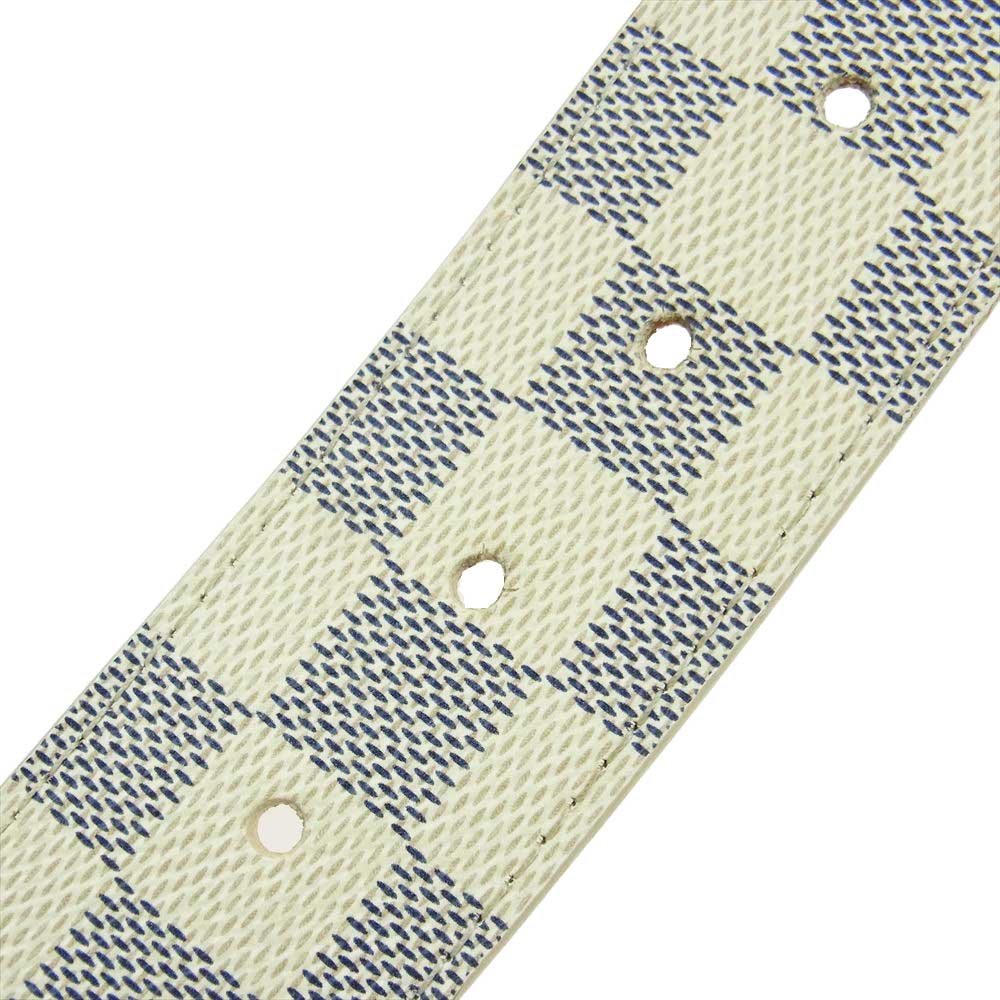 LOUIS VUITTON ルイ・ヴィトン M9609 ダミエ アズール サンチュール LV イニシャル レザー ベルト オフホワイト系 グレー系【中古】