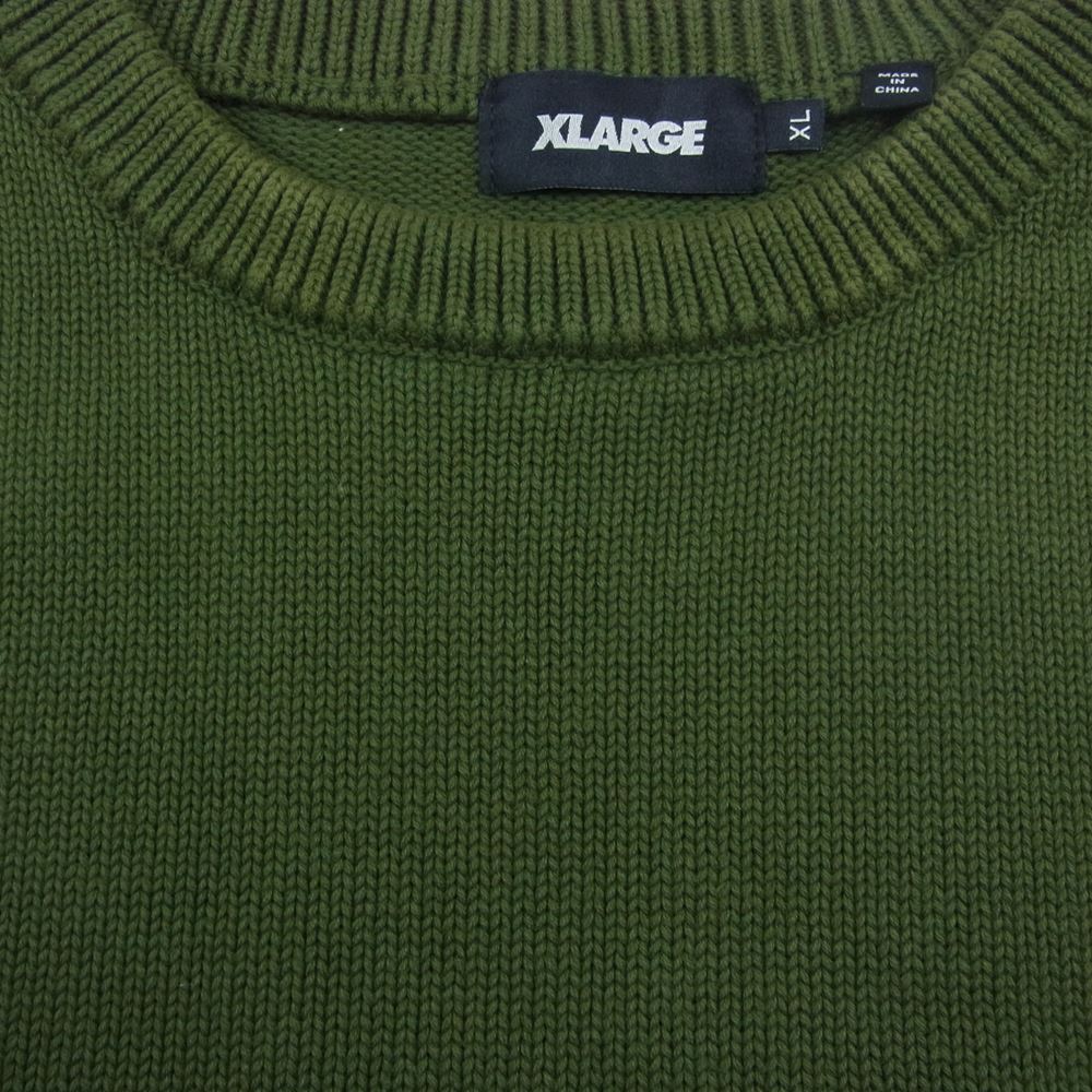 エクストララージ SWEATER ロゴ刺繍 ニット セーター カーキ系 XL【中古】