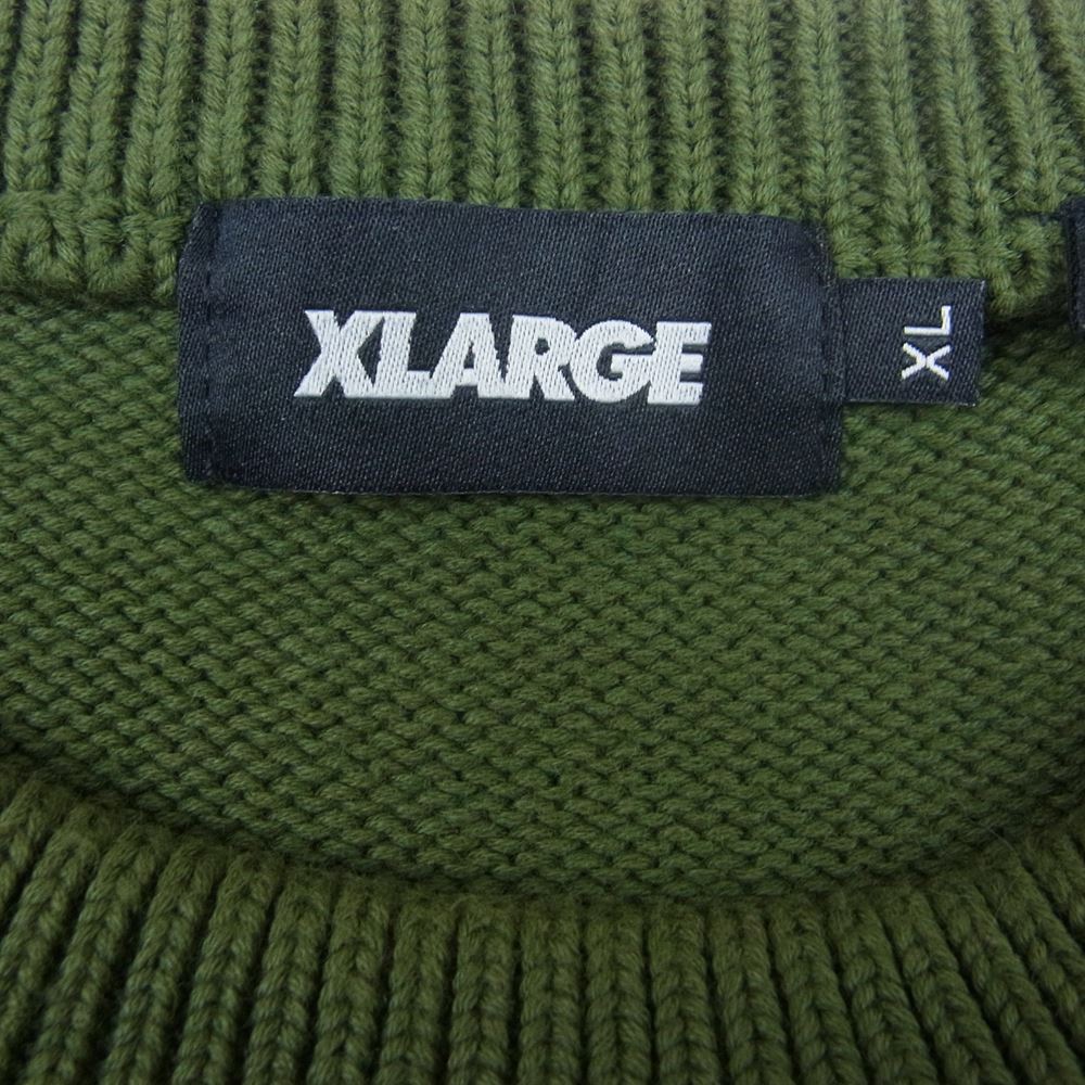エクストララージ SWEATER ロゴ刺繍 ニット セーター カーキ系 XL【中古】