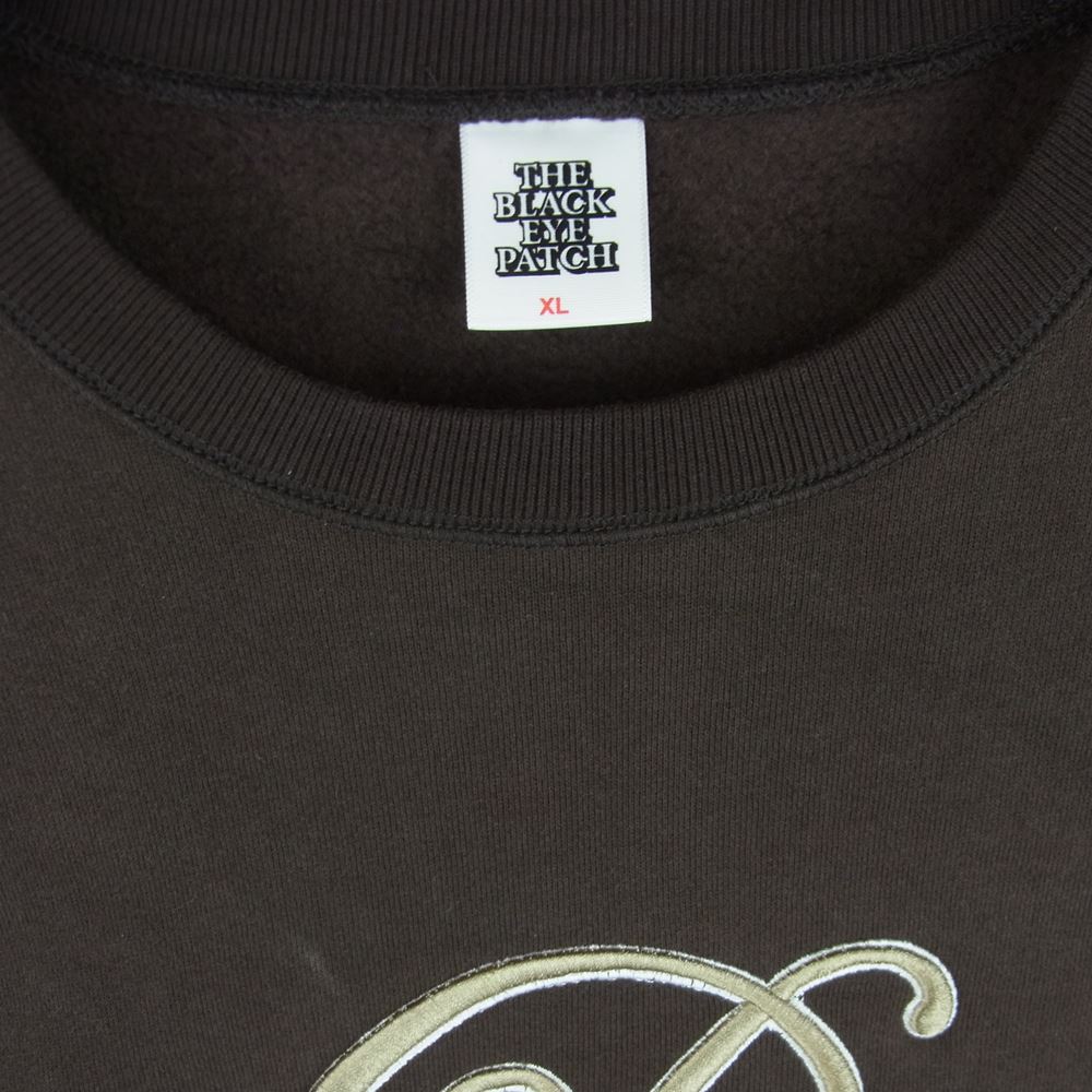 ザブラックアイパッチ B EMBLEM CREW SWEAT エンブレム クルーネック スウェット ダークブラウン系 XL【中古】