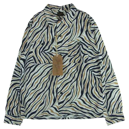 TENDERLOIN テンダーロイン T-PRINT FLANNEL SHT A ZEBRA プリント フランネル ゼブラ 長袖 シャツ ネイビー系 ベージュ系 S【中古】