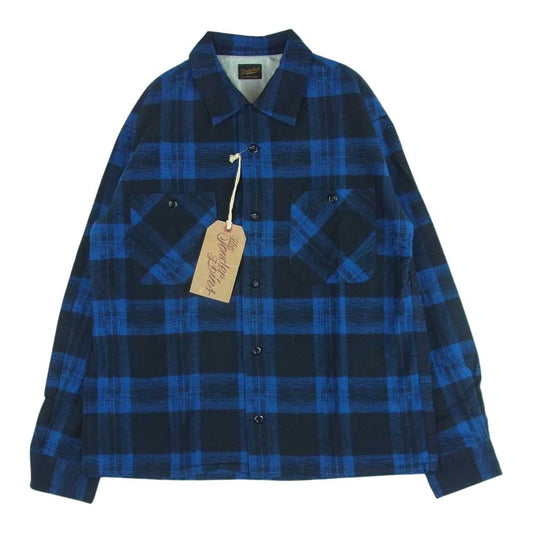 TENDERLOIN テンダーロイン T-PRINT FLANNEL CHECK SHT BLUE プリント フランネル チェック 長袖 シャツ ブルー系 ブラック系 S【美品】【中古】