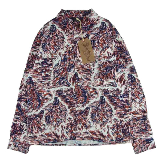 TENDERLOIN テンダーロイン T-PRINT FLANNEL SHT WOLF NAVY ウルフ プリント フランネル 長袖 シャツ ネイビー系 レッド系 ホワイト系 S【中古】