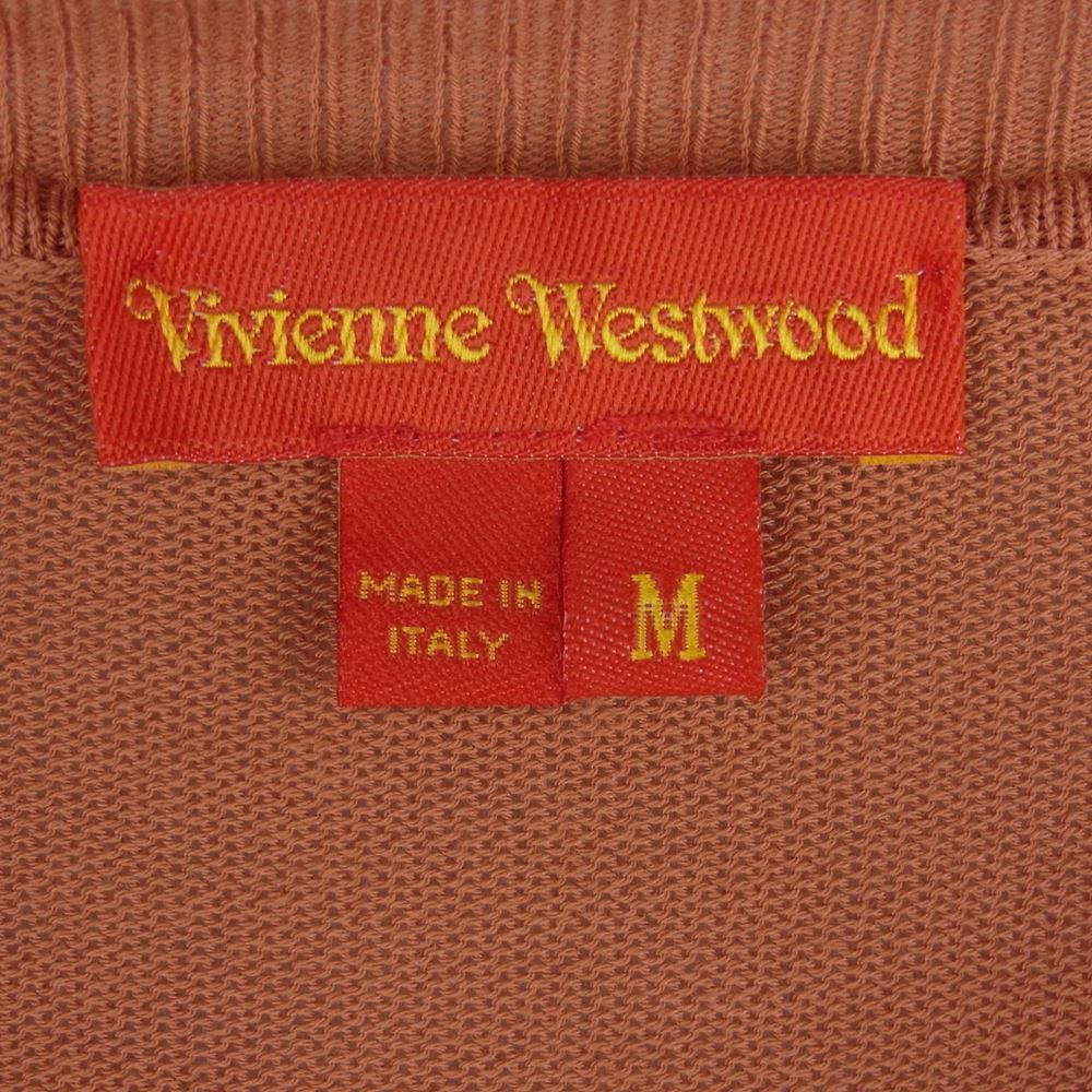 Vivienne Westwood ヴィヴィアンウエストウッド コットン オーブ ORB 刺繍 カーディガン イタリア製 オレンジ系 M【中古】
